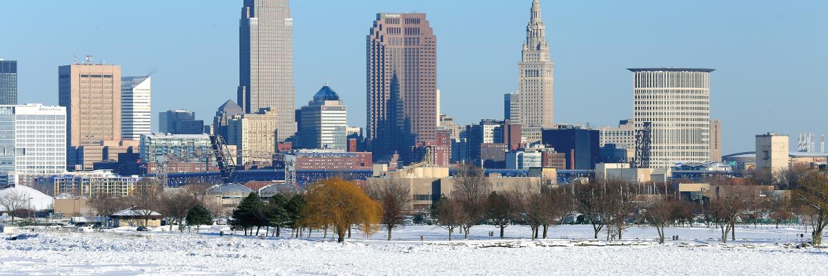 Skyline of Cleveland in Winter