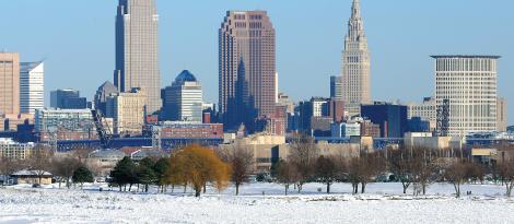 Skyline of Cleveland in Winter